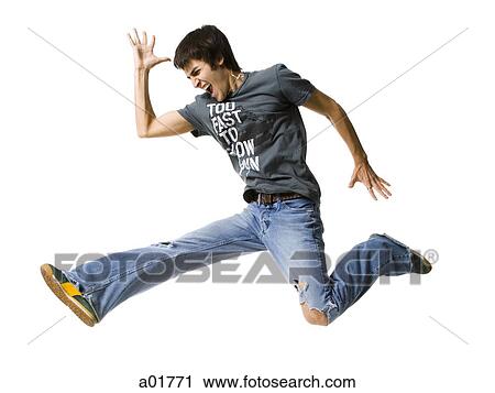 Stock Image - young man dancing. Fotosearch