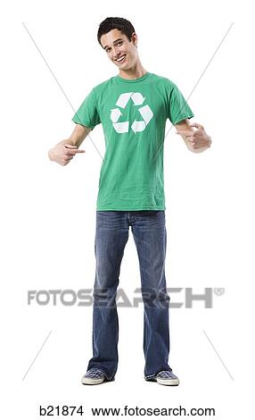 young man in a recycling t-shirt View Large Photo Image Picture - young man in a recycling t-shirt. Fotosearch