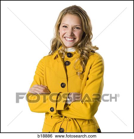 young woman in a yellow raincoat. View Large Photo Image Stock Photograph - young woman in a yellow raincoat.. Fotosearch