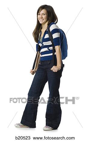 young woman with a backpack View Large Photo Image Stock Image - young woman with a backpack. Fotosearch