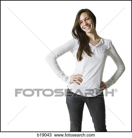 "young woman with a white shirt, smiling. " View Large Photo Image Stock Image - "young woman with a white shirt, smiling. ". Fotosearch