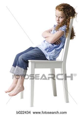 女の子 椅子に座る ピクチャー B Fotosearch