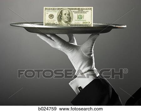 100 dollar bill on a platter View Large Photo Image Stock Photo - 100 dollar bill on a platter. Fotosearch