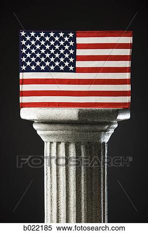 Stock Photography - American flag on a pedestal. Fotosearch