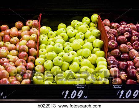 Stock Image - apples in a supermarket. Fotosearch