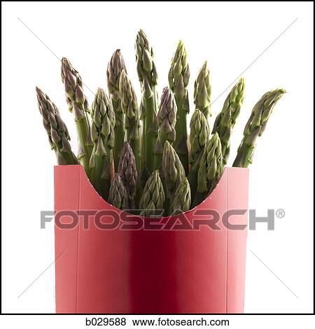 Stock Photo - asparagus in a french fry container. Fotosearch