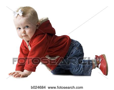 baby girl in a red coat View Large Photo Image Picture - baby girl in a red coat. Fotosearch