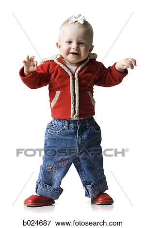 baby girl in a red coat View Large Photo Image Stock Photo - baby girl in a red coat. Fotosearch
