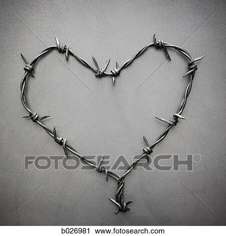 Stock Image - barbed wire heart. Fotosearch