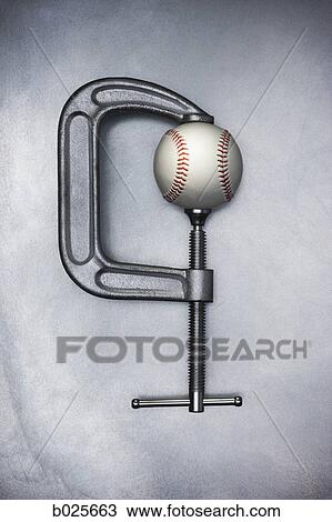 Stock Image - baseball in a clamp. Fotosearch