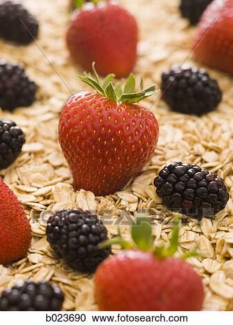Stock Image - berries and oats. Fotosearch
