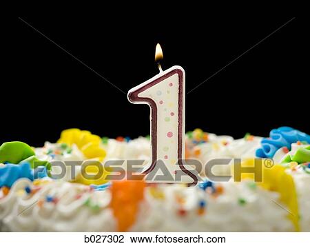 birthday cake with candle that says 1 View Large Photo Image Stock Image - birthday cake with candle that says 1. Fotosearch
