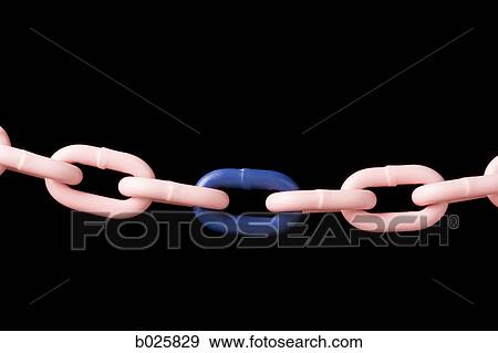 Stock Photo - blue link in a pink chain. Fotosearch