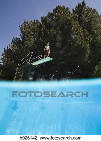 boy on a diving board View Large Photo Image Stock Image - boy on a diving board. Fotosearch