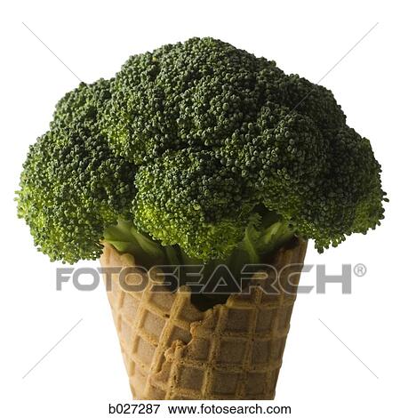 Stock Photo - broccoli in a waffle ice cream cone. Fotosearch