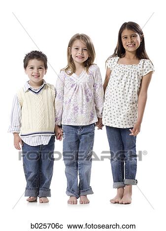 Stock Image - brother and two sisters. Fotosearch