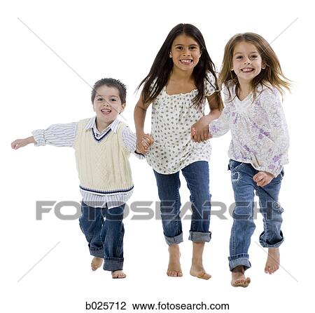 Stock Image - brother and two sisters. Fotosearch