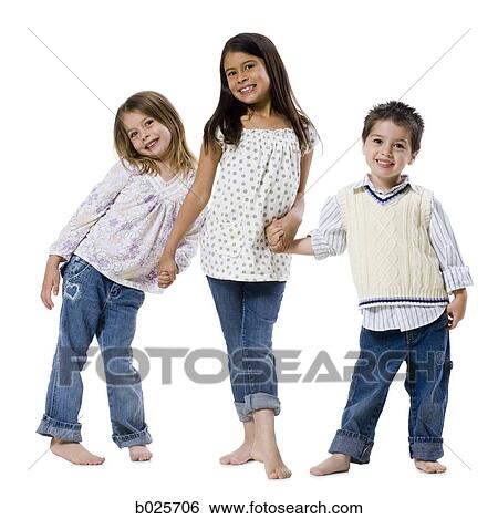 Stock Photograph - brother and two sisters. Fotosearch