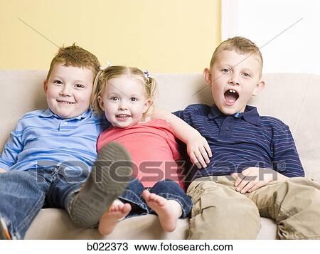 Stock Image - brothers and sister. Fotosearch