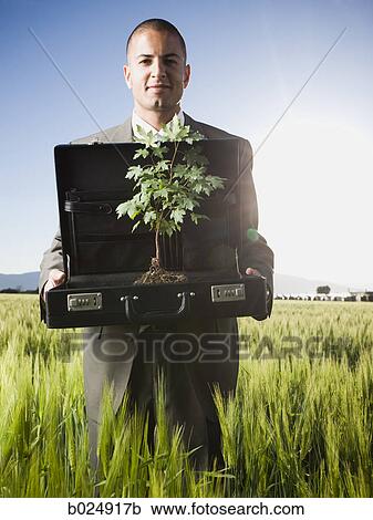 businessman holding a briefcase with a tree in it View Large Photo Image Stock Image - businessman holding a briefcase with a tree in it. Fotosearch