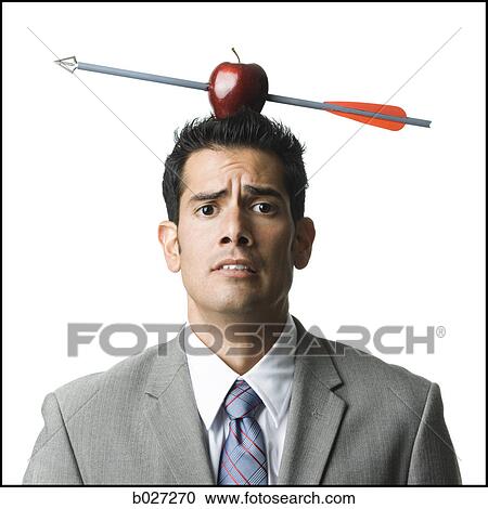 businessman with an apple on his head that has been shot with an arrow View Large Photo Image Stock Image - businessman with an apple on his head that has been shot with an arrow. Fotosearch