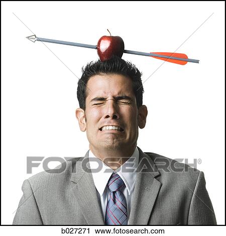businessman with an apple on his head that has been shot with an arrow View Large Photo Image Stock Image - businessman with an apple on his head that has been shot with an arrow. Fotosearch