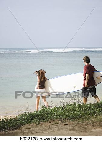 couple going to the beach to surf View Large Photo Image Stock Photo - couple going to the beach to surf. Fotosearch