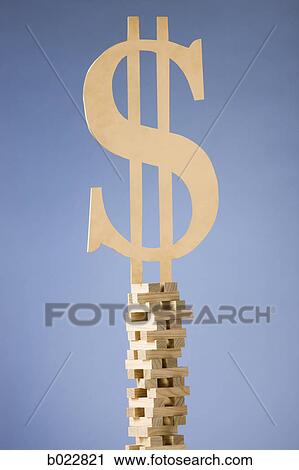 currency symbol on a tower of blocks View Large Photo Image Stock Image - currency symbol on a tower of blocks. Fotosearch