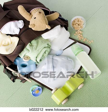 Stock Image - diaper bag spilled over. Fotosearch