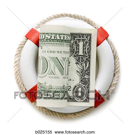 Stock Photography - dollar in a life preserver. Fotosearch