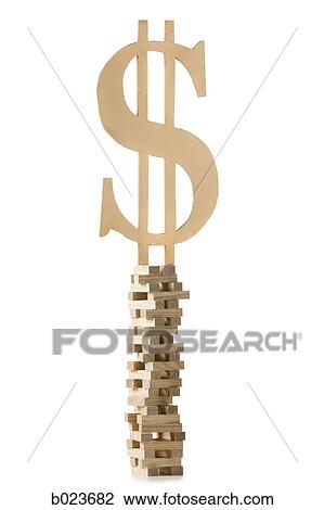 dollar symbol perched on a tower of blocks View Large Photo Image Stock Image - dollar symbol perched on a tower of blocks. Fotosearch