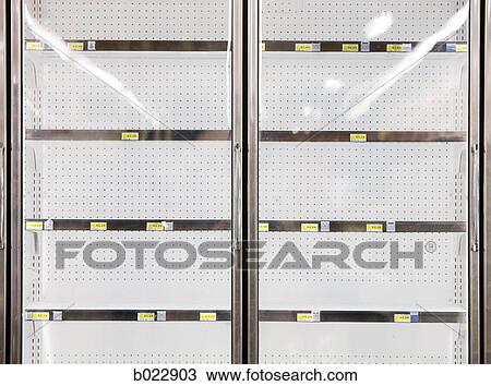 Stock Image - empty refrigerators at market. Fotosearch