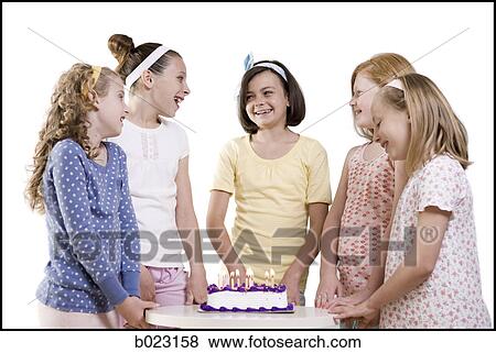 five girls around a birthday cake View Large Photo Image Stock Photo - five girls around a birthday cake. Fotosearch
