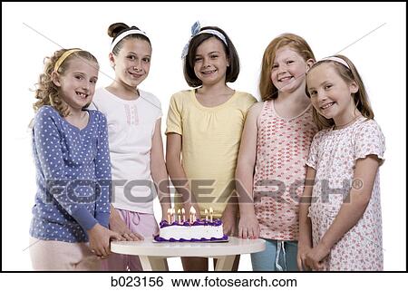 five girls around a birthday cake View Large Photo Image Stock Photograph - five girls around a birthday cake. Fotosearch