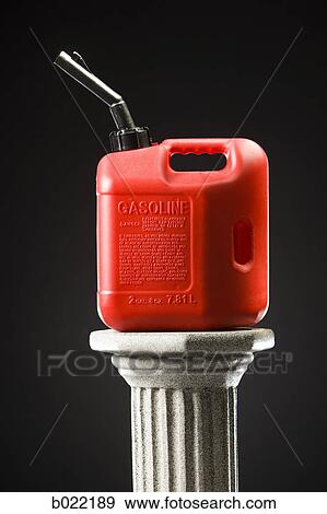 gas can on a pedestal View Large Photo Image Stock Photo - gas can on a pedestal. Fotosearch