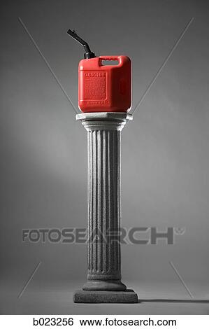 gas can on a pedestal View Large Photo Image Stock Photograph - gas can on a pedestal. Fotosearch