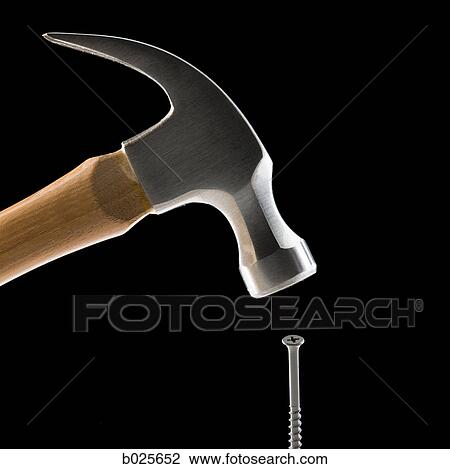 hammer hitting a screw View Large Photo Image Stock Image - hammer hitting a screw. Fotosearch
