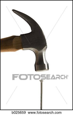 hammer hitting a screw View Large Photo Image Stock Photo - hammer hitting a screw. Fotosearch