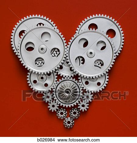 Picture - heart made out of gears. Fotosearch