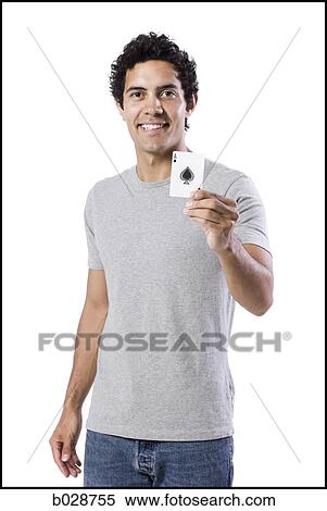 man holding an ace of spades View Large Photo Image Stock Photography - man holding an ace of spades. Fotosearch