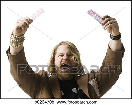 man holding tickets View Large Photo Image Stock Image - man holding tickets. Fotosearch