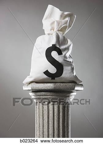 Picture - money on a pedestal. Fotosearch