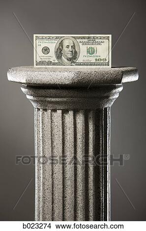 Picture - money on a pedestal. Fotosearch
