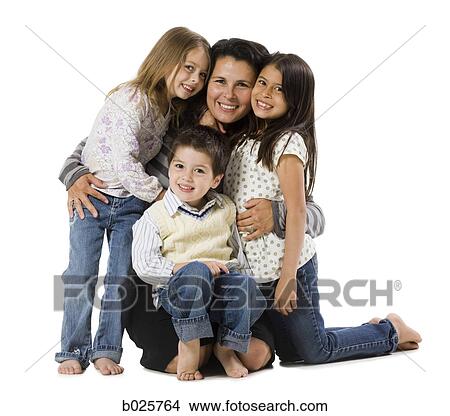 Picture - mother and three children. Fotosearch