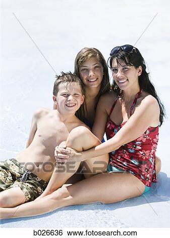 mother and two children at a waterpark View Large Photo Image Stock Photograph - mother and two children at a waterpark. Fotosearch