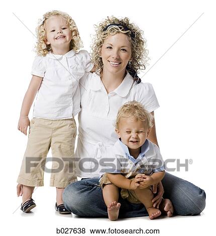 mother with young son and daughter View Large Photo Image Stock Photo - mother with young son and daughter. Fotosearch