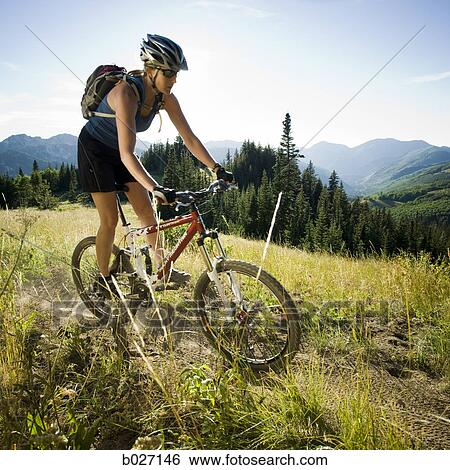 mountain biker on a trail View Large Photo Image Stock Photograph - mountain biker on a trail. Fotosearch