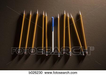 one pen among many pencils View Large Photo Image Stock Image - one pen among many pencils. Fotosearch
