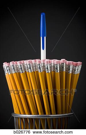 one pen among pencils View Large Photo Image Stock Photograph - one pen among pencils. Fotosearch