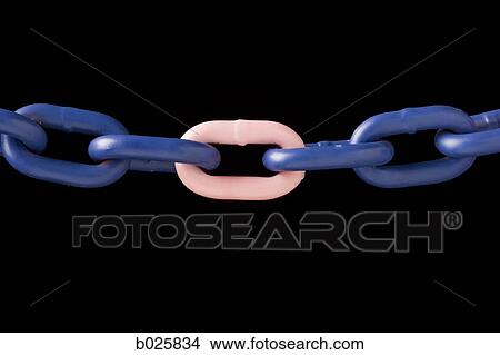 Picture - pink link in a blue chain. Fotosearch